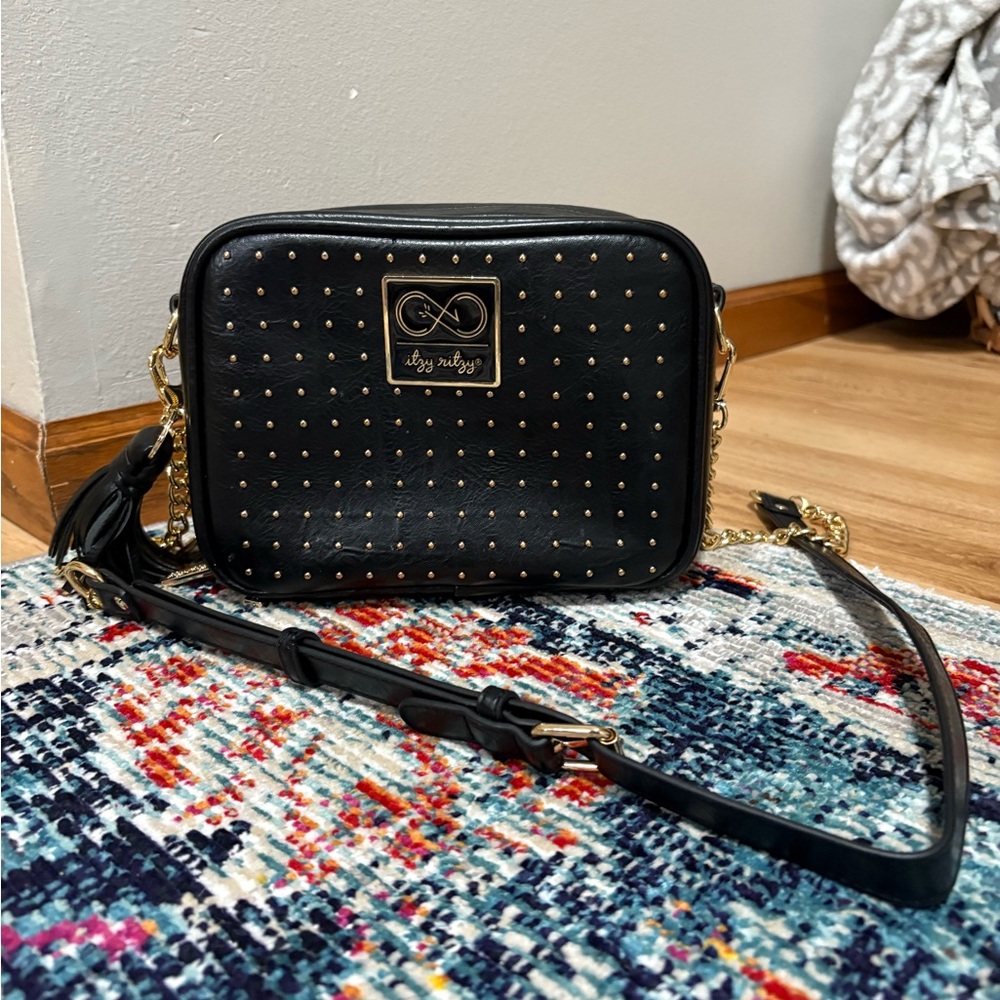 Chelsea + Cole for Itzy Ritzy Black Studded Crossbody Diaper Bag